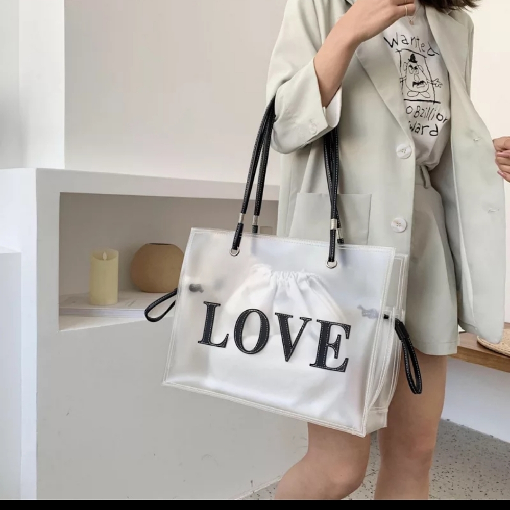 Transparent LOVE Tote Bag - Picture 2 of 3